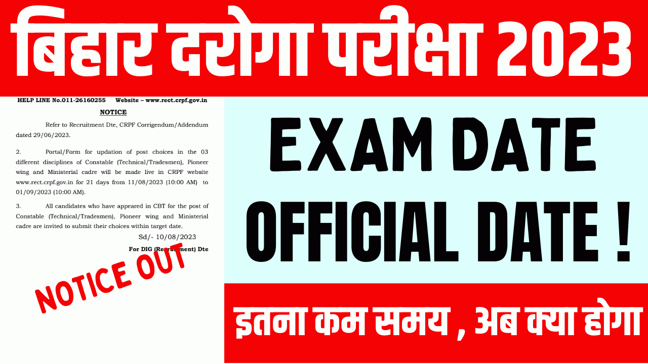 Bihar Police SI Exam Date 2023