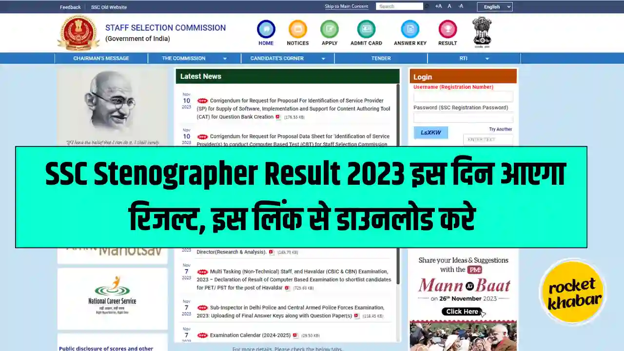 SSC Stenographer Result 2023