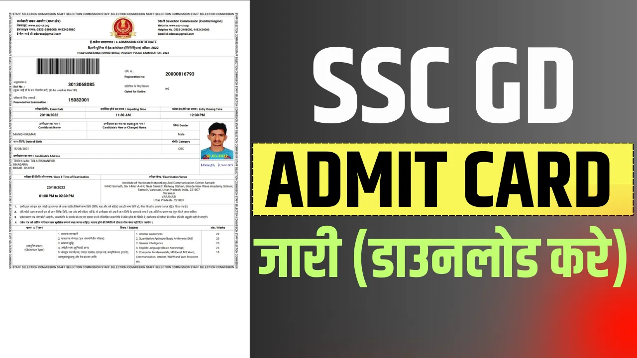 SSC GD Admit Card 2024